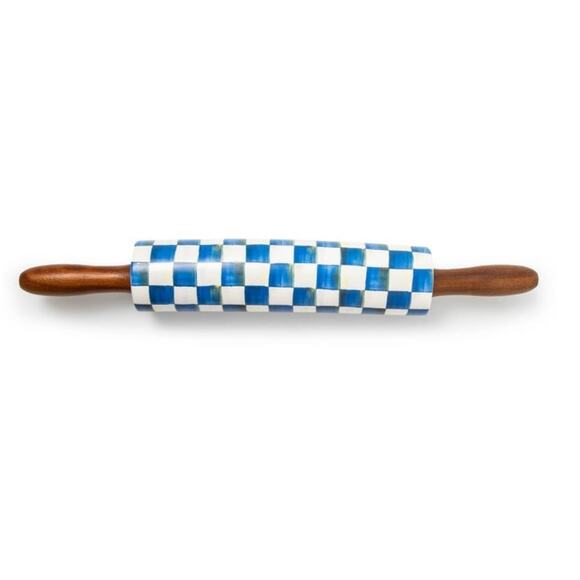 Brand New Mackenzie-Childs Royal Check Rolling Pin - Picture 1 of 2